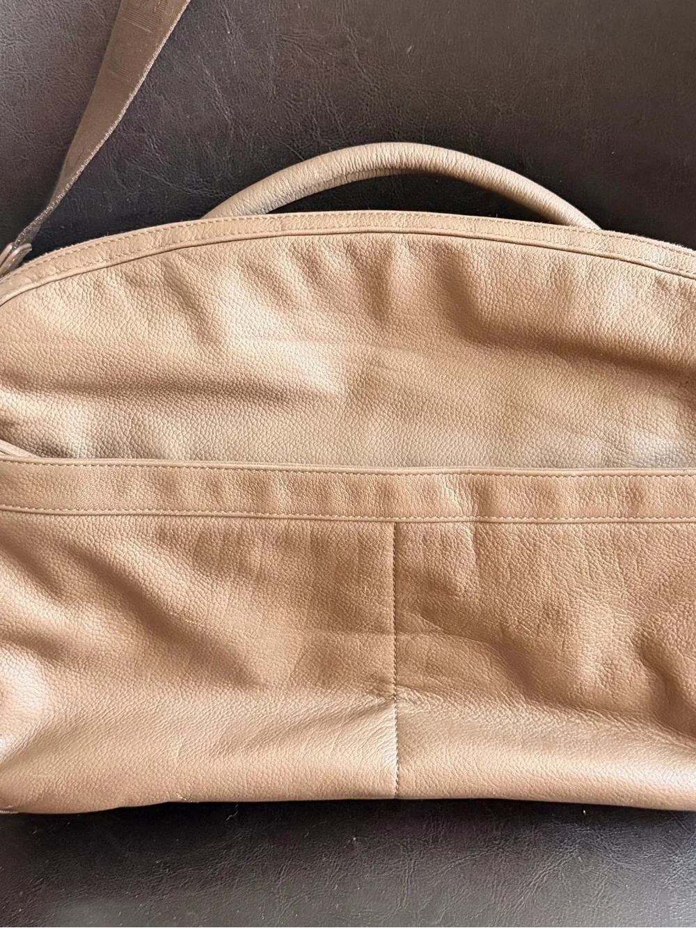 Men’s Leather Laptop Bag in Taupe with Detachable Strap